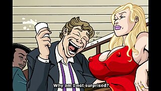 Dekle z napeto rit vozi tiča